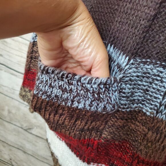 Multicolored Stripes Scoop Neck Pullover Knitted Sweater Size 3X Bongo Plus - Picture 2 of 8